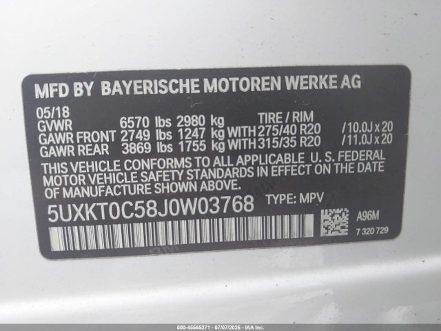 Auction sale of the 2018 Bmw X5 Edrive Xdrive40e Iperformance, vin: 5UXKT0C58J0W03768, lot number: 45565271
