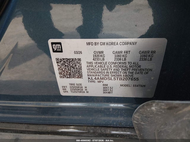 2026 Buick Encore Gx Sport Touring Fwd მანქანა იყიდება აუქციონზე, vin: KL4AMDSL5TB207655, აუქციონის ნომერი: 45565362