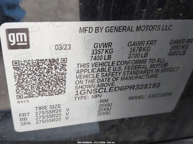 1GNSCLED6PR328193 Chevrolet Tahoe 2wd Commercial Fleet