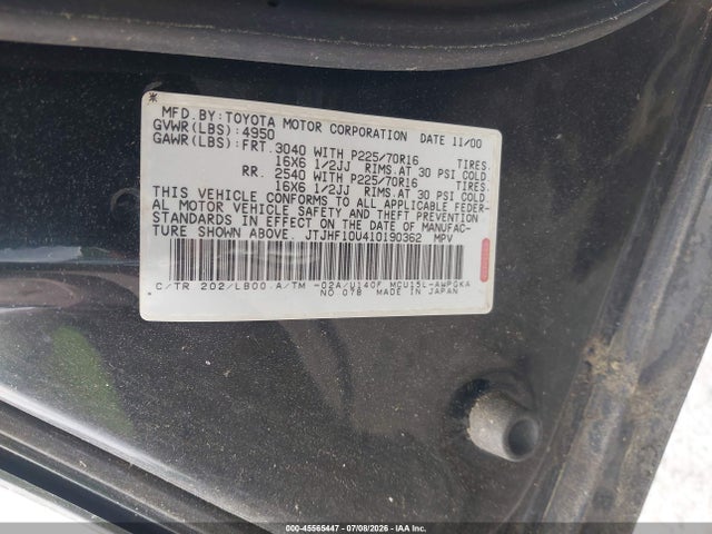 Продажа на аукционе авто 2001 Lexus Rx 300, vin: JTJHF10U410190362, номер лота: 45565447