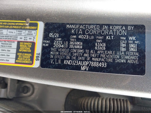 Aukcja sprzedaży 2023 Kia Soul Lx, vin: KNDJ23AU0P7888493, numer aukcji: 45565480