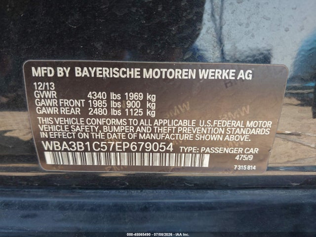 45565490 :رقم المزاد ، WBA3B1C57EP679054 vin ، 2014 Bmw 320i مزاد بيع