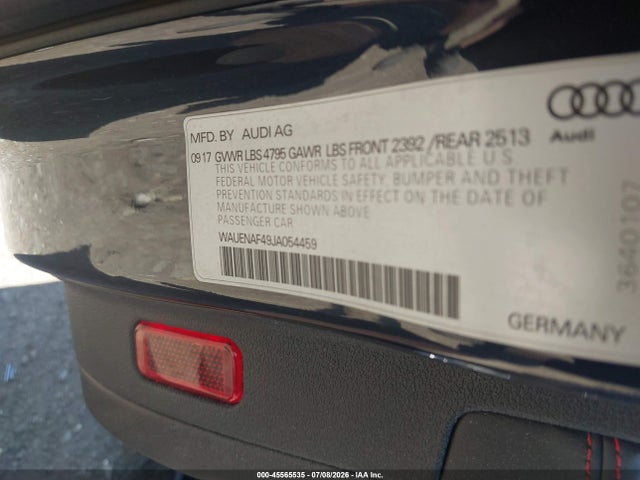 Aukcja sprzedaży 2018 Audi A4 2.0t Premium/2.0t Tech Premium, vin: WAUENAF49JA054459, numer aukcji: 45565535