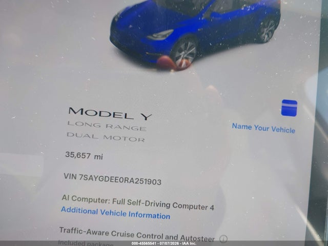 Aukcja sprzedaży 2024 Tesla Model Y Long Range Dual Motor All-wheel Drive, vin: 7SAYGDEE0RA251903, numer aukcji: 45565541