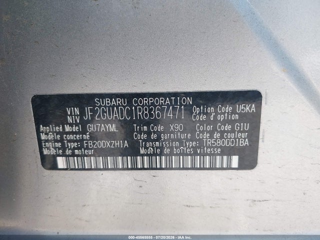 Aukcja sprzedaży 2024 Subaru Crosstrek Premium, vin: JF2GUADC1R8367471, numer aukcji: 45565555