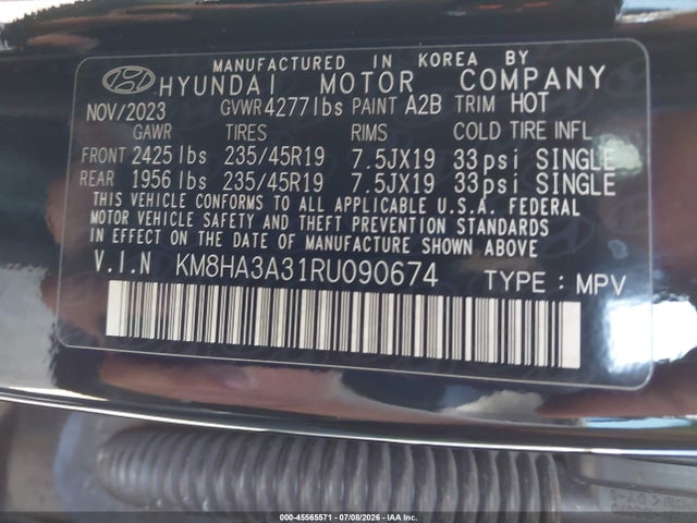 Aukcja sprzedaży 2024 Hyundai Kona N Line, vin: KM8HA3A31RU090674, numer aukcji: 45565571