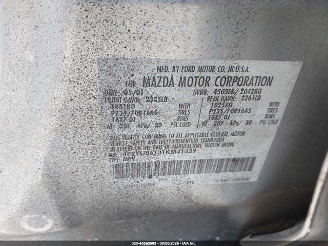 Продаж на аукціоні авто 2001 Mazda Tribute Dx V6, vin: 4F2YU06131KM41439, номер лоту: 45565593