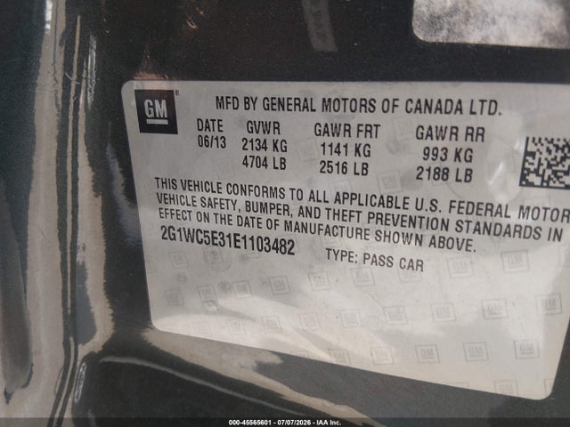 45565601 :رقم المزاد ، 2G1WC5E31E1103482 vin ، 2014 Chevrolet Impala Limited Ltz مزاد بيع