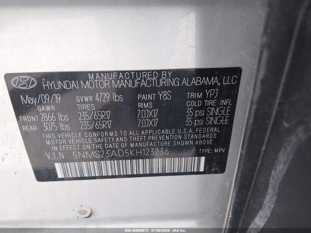 Hyundai Santa Fe Se 2019 5NMS23AD5KH123236 Image 9