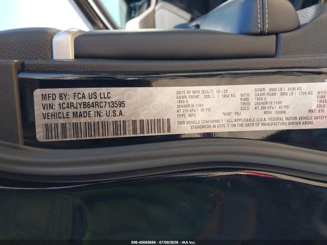 Продажа на аукционе авто 2024 Jeep Grand Cherokee 4xe, vin: 1C4RJYB64RC713595, номер лота: 45565698