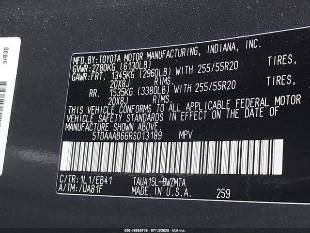 Aukcja sprzedaży 2024 Lexus Tx 350 Premium, vin: 5TDAAAB66RS013189, numer aukcji: 45565706
