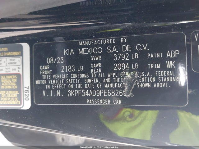 45565721 :رقم المزاد ، 3KPF54AD9PE682690 vin ، 2023 Kia Forte Gt-line مزاد بيع