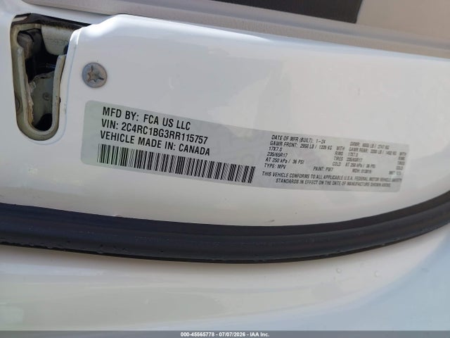 45565778 :رقم المزاد ، 2C4RC1BG3RR115757 vin ، 2024 Chrysler Pacifica Touring L مزاد بيع