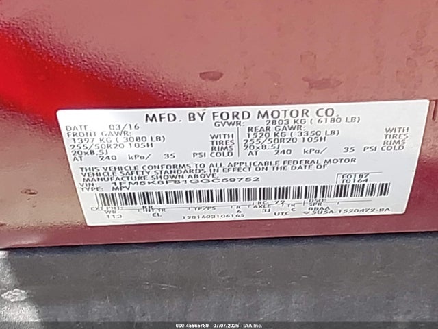 Ford Explorer Limited 2016 1FM5K8F81GGC59752 Image 9