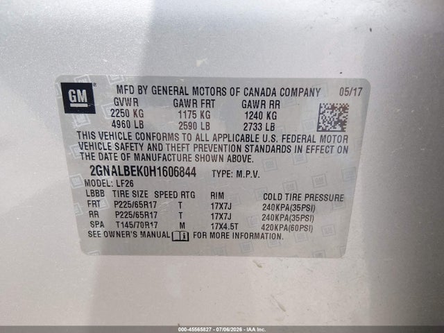 Chevrolet EQUINOX LS 2017 2GNALBEK0H1606844 Image 9
