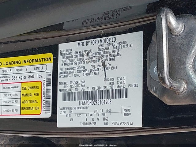 45565861 :رقم المزاد ، 1FA6P0HD2F5104908 vin ، 2015 Ford Fusion Se مزاد بيع