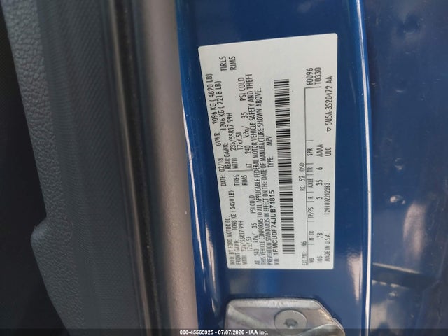 Aukcja sprzedaży 2018 Ford Escape S, vin: 1FMCU0F74JUB71815, numer aukcji: 45565925
