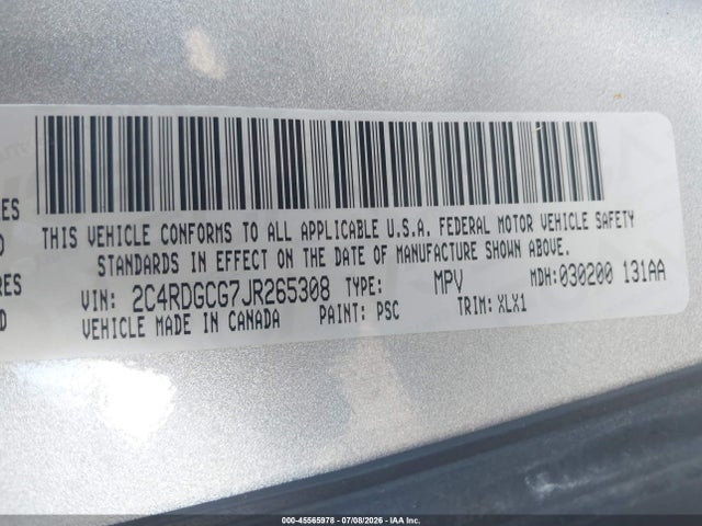 Dodge Grand Caravan Sxt 2018 2C4RDGCG7JR265308 Image 9