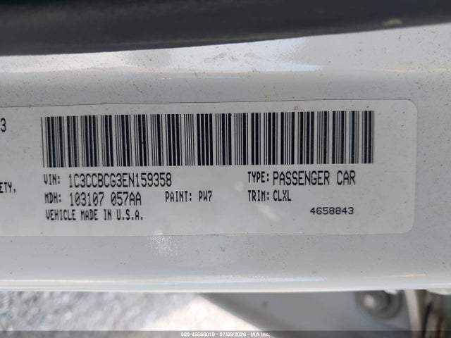 2014 Chrysler 200 Limited მანქანა იყიდება აუქციონზე, vin: 1C3CCBCG3EN159358, აუქციონის ნომერი: 45566019