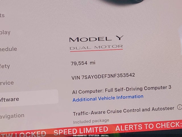 Aukcja sprzedaży 2022 Tesla Model Y Performance Dual Motor All-wheel Drive, vin: 7SAYGDEF3NF353542, numer aukcji: 45566193