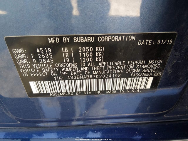 Продаж на аукціоні авто 2019 Subaru Legacy 2.5i, vin: 4S3BNAB67K3024198, номер лоту: 45566206