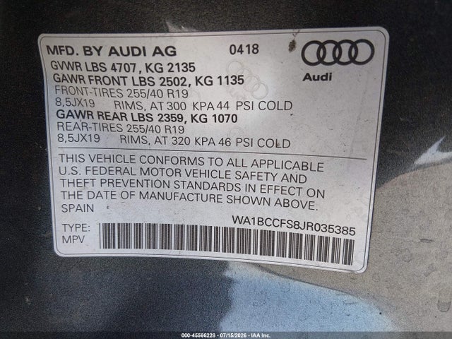 Audi Q3 2.0t Premium 2018 WA1BCCFS8JR035385 Image 9