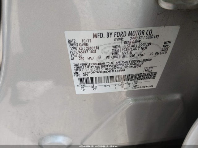 Продажа на аукционе авто 2013 Ford Edge Se, vin: 2FMDK3GC6DBB14596, номер лота: 45566261