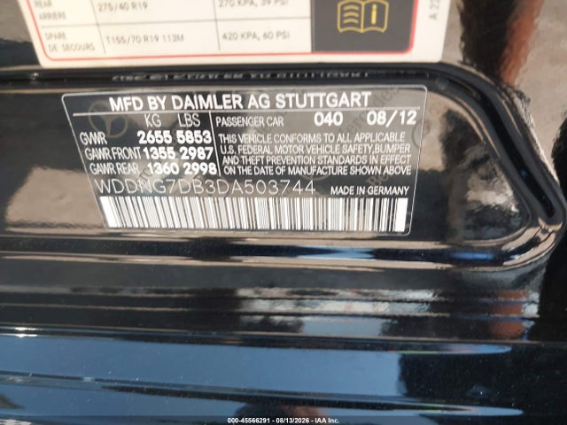 Aukcja sprzedaży 2013 Mercedes-benz S 550, vin: WDDNG7DB3DA503744, numer aukcji: 45566291