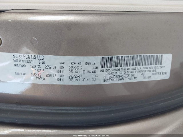 Продаж на аукціоні авто 2017 Chrysler Pacifica Touring-l, vin: 2C4RC1BG8HR552975, номер лоту: 45566332