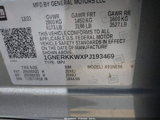 45566340 :رقم المزاد ، 1GNERKKWXPJ193469 vin ، 2023 Chevrolet Traverse Fwd Premier مزاد بيع