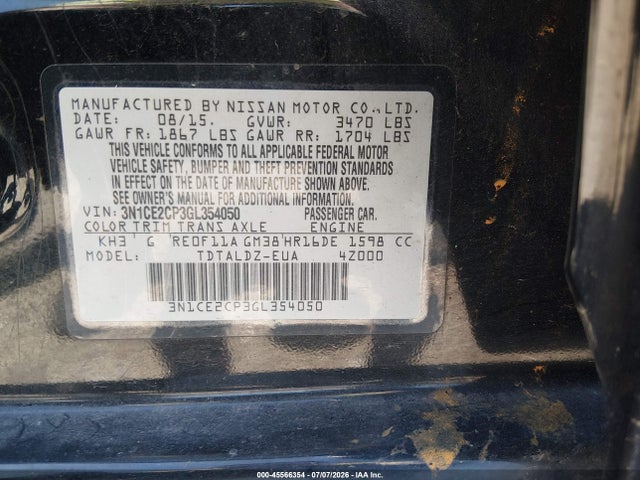 Nissan Versa Note S (sr)/s Plus/sl/sr/sv 2016 3N1CE2CP3GL354050 Image 9