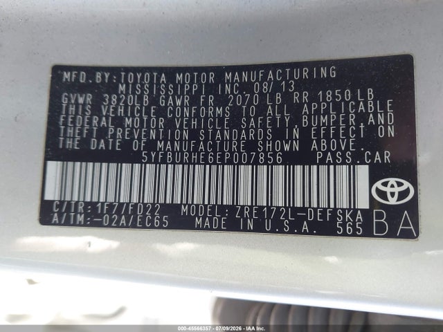 Toyota Corolla S Plus 2014 5YFBURHE6EP007856 Image 9