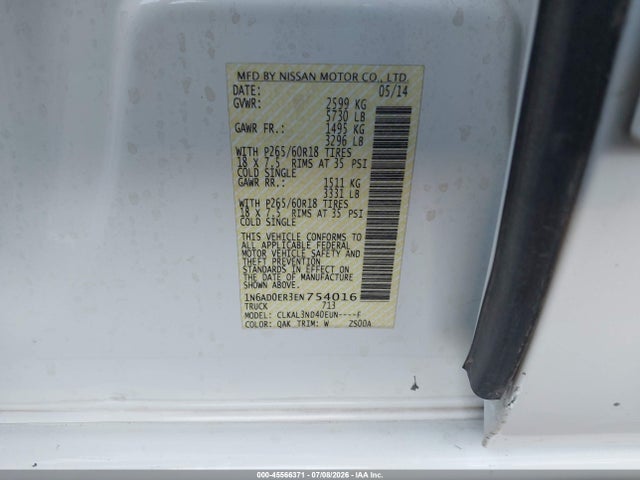 Nissan Frontier Sl 2014 1N6AD0ER3EN754016 Image 9