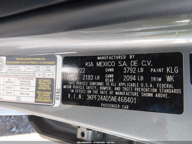 KIA Forte Lxs 2022 3KPF24AD5NE468401 Image 9