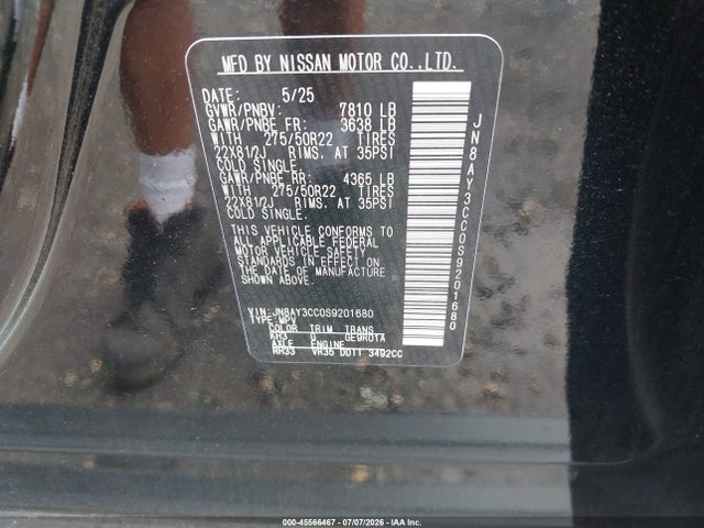 Продаж на аукціоні авто 2025 Nissan Armada Platinum Reserve 4wd, vin: JN8AY3CC0S9201680, номер лоту: 45566467
