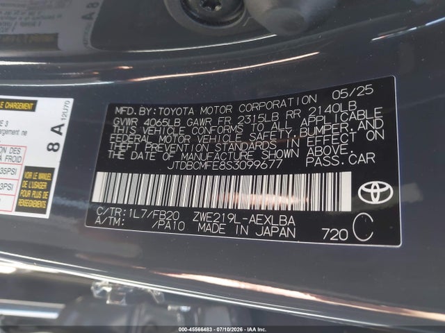 JTDBCMFE8S3099677 Toyota Corolla Hybrid Le