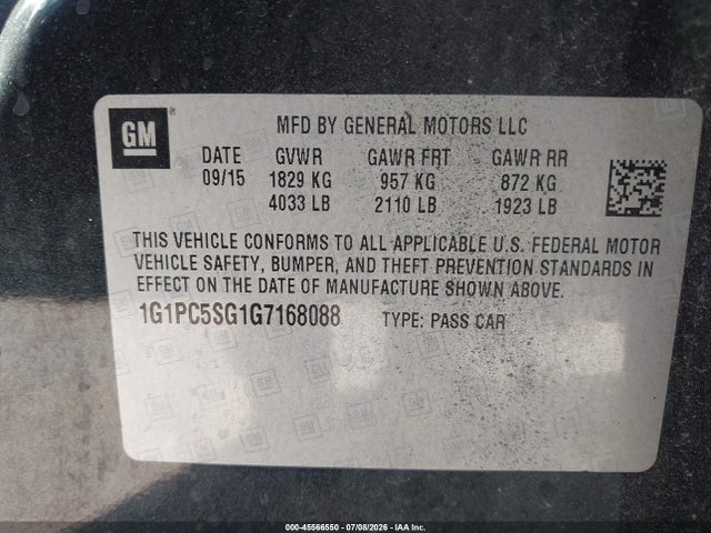 1G1PC5SG1G7168088 Chevrolet Cruze Limited Ls Auto