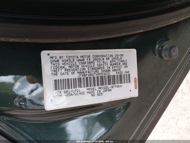 Aukcja sprzedaży 1999 Lexus Es 300, vin: JT8BF28G7X5053231, numer aukcji: 45566566