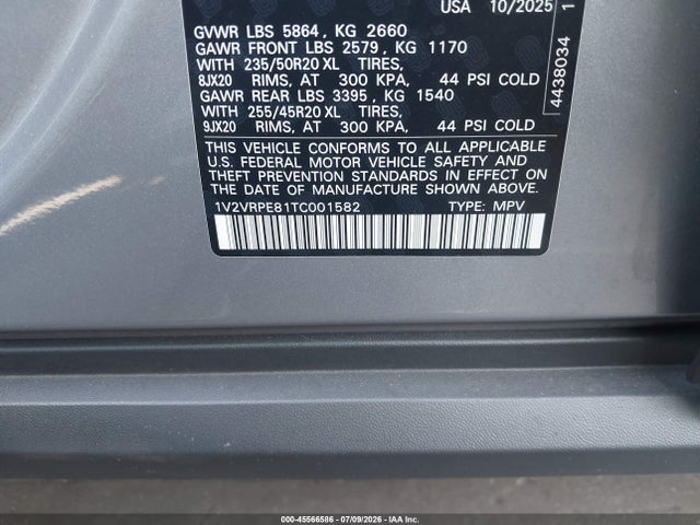 2026 Volkswagen Id.4 Pro S მანქანა იყიდება აუქციონზე, vin: 1V2VRPE81TC001582, აუქციონის ნომერი: 45566586