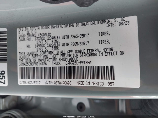 Aukcja sprzedaży 2023 Toyota Tacoma Trd Sport, vin: 3TMAZ5CN6PM214156, numer aukcji: 45566593