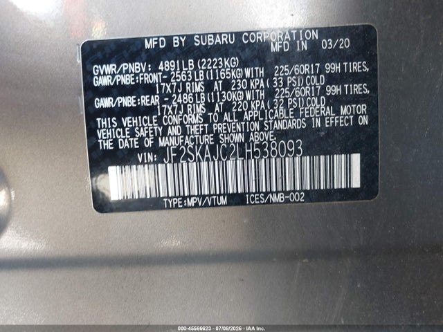 Subaru Forester Premium 2020 JF2SKAJC2LH538093 Image 9