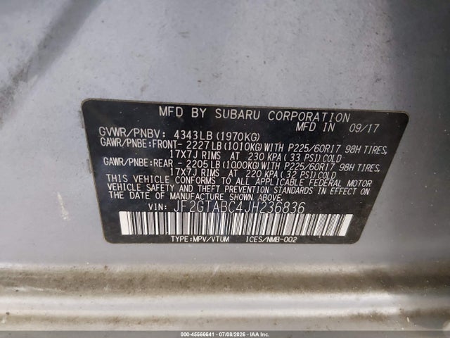 Subaru Crosstrek 2.0i Premium 2018 JF2GTABC4JH236836 Image 9
