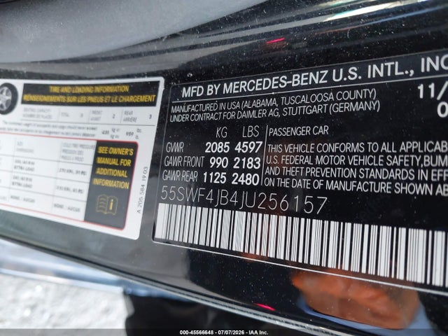 Продаж на аукціоні авто 2018 Mercedes-benz C 300, vin: 55SWF4JB4JU256157, номер лоту: 45566648