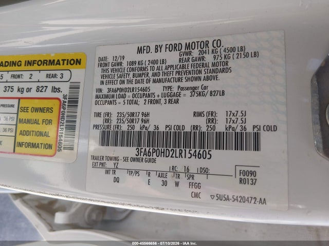 3FA6P0HD2LR154605 Ford FUSION SE