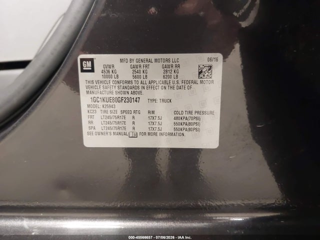 Chevrolet Silverado 2500hd Wt 2016 1GC1KUE80GF230147 Image 9