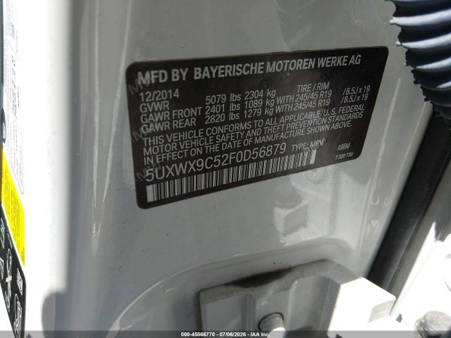 BMW X3 Xdrive28i 2015 5UXWX9C52F0D56879 Image 9