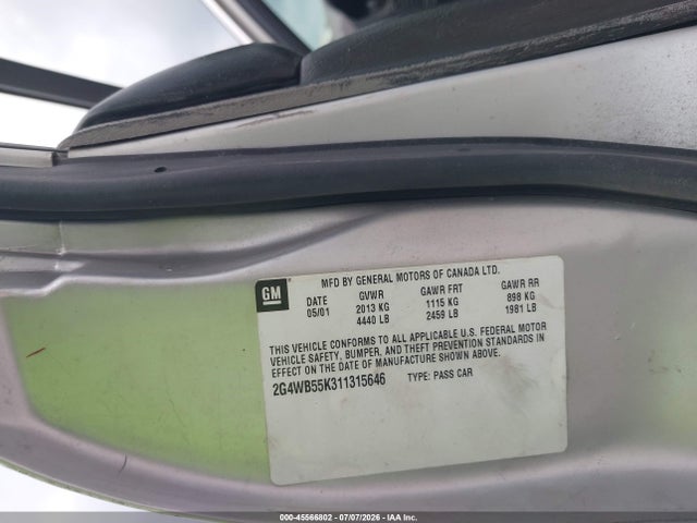 Продаж на аукціоні авто 2001 Buick Regal Ls, vin: 2G4WB55K311315646, номер лоту: 45566802