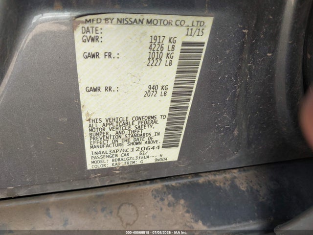 1N4AL3AP7GC120644 Nissan Altima 2.5 S
