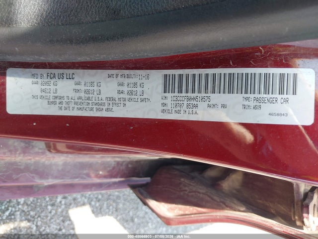 Продажа на аукционе авто 2017 Chrysler 200 Touring, vin: 1C3CCCFB0HN510575, номер лота: 45566903