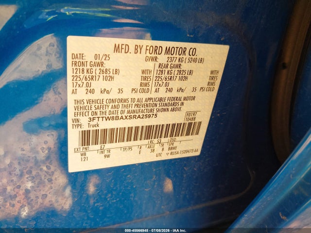 Ford Maverick Xl 2025 3FTTW8BAXSRA25975 Image 9